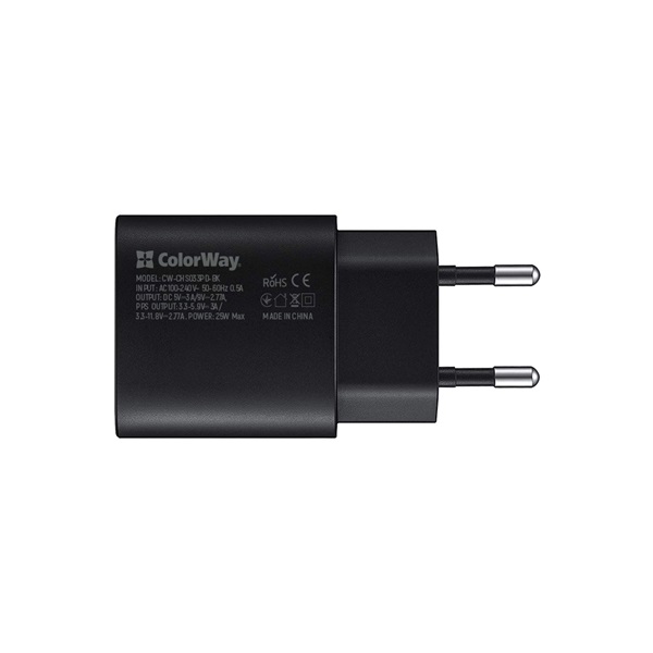 COLORWAY CW-CHS033PD-BK Power Delivery Port PPS USB Type-C (25W) USB töltő adapter fekete COLORWAY CW-CHS033PD-BK Power Delivery Port PPS USB Type-C (25W) USB töltő adapter fekete