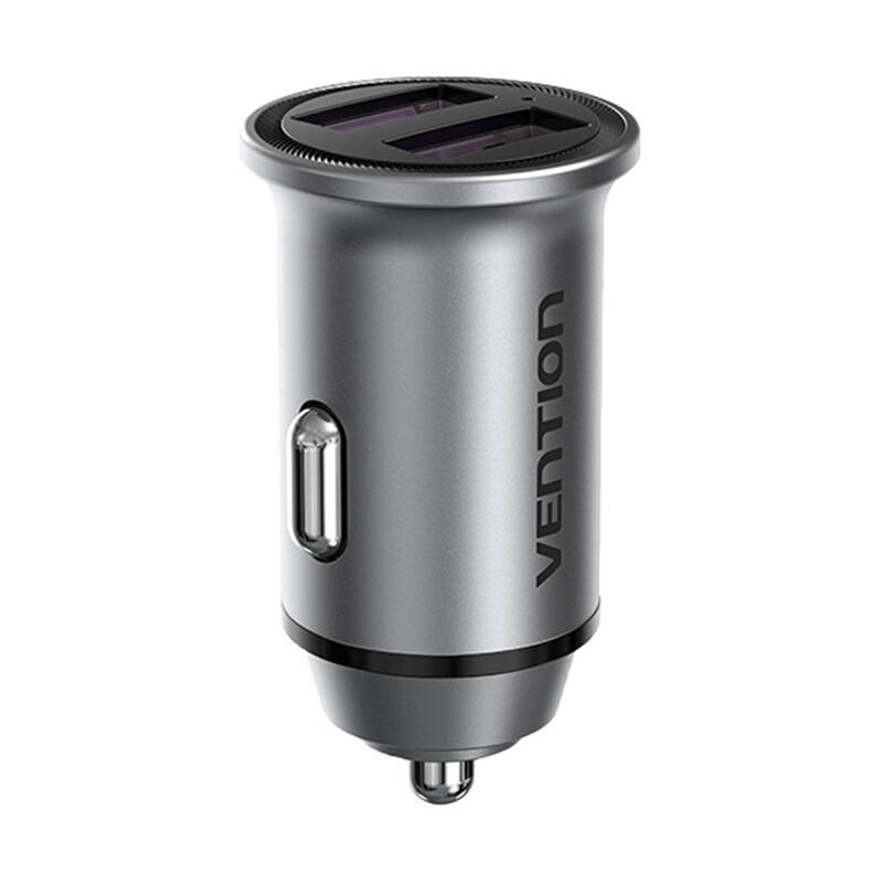 Dual Port Car Charger Vention FFEH0 USB A+A(30/30) Gray Dual Port Car Charger Vention FFEH0 USB A+A(30/30) Gray