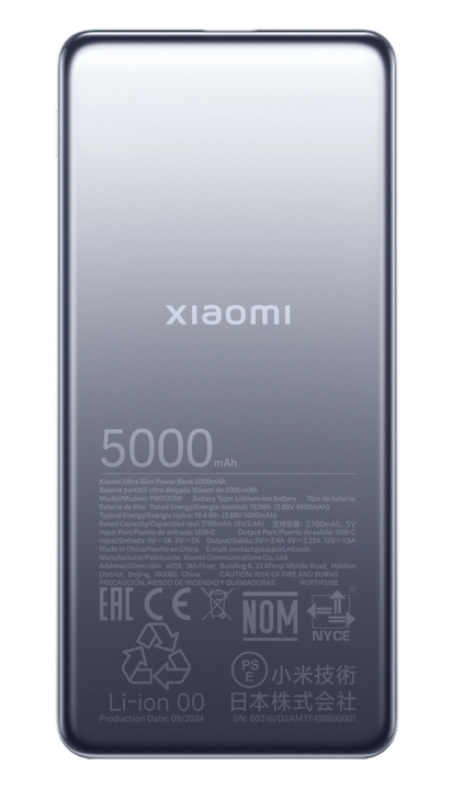 Xiaomi MI Ultra Slim 5000mAh PowerBank Kék