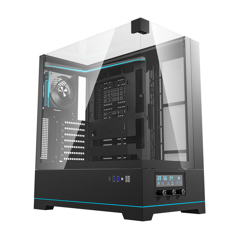Darkflash DY450 PRO számítógépház + 1 ventilátor Fekete 