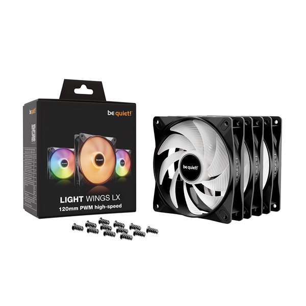 Be Quiet! 12cm  LIGHT WINGS LX 120mm PWM high-speed Triple-Pack  RGB Cooler  Fekete 