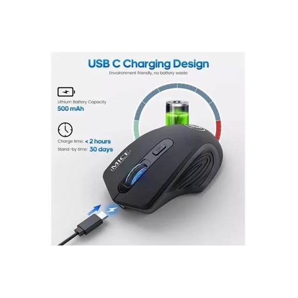 IMICE G-1800RC Vezeték nélküli egér optikai   BK  1600dpi  USB Fekete tölthető akku