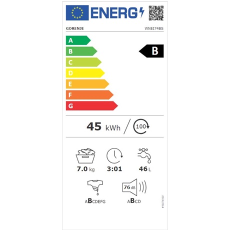 Gorenje WNEI74BS MOSÓGÉP ELÖLTÖLTŐS GŐZ FUNKCIÓVAL