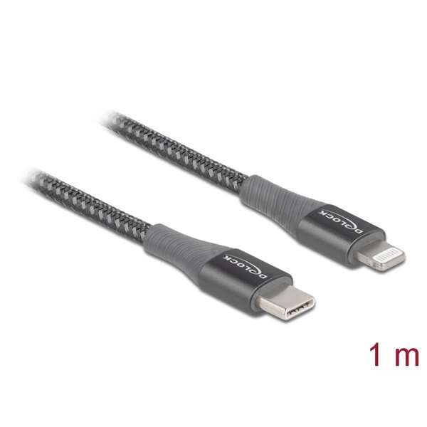 Delock 86631 1m USB-C - Lightning iPhone/iPad/iPod kompatibilis szürke MFi adat- és töltőkábel Delock 86631 1m USB-C - Lightning iPhone/iPad/iPod kompatibilis szürke MFi adat- és töltőkábel