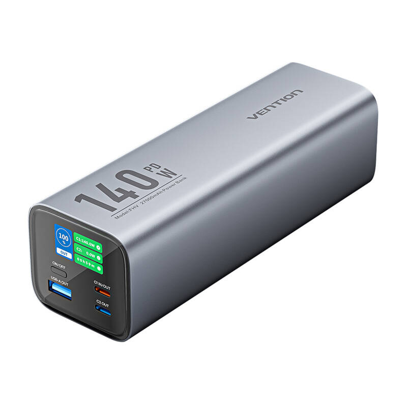 Vention LED kijelző 27000mAh 140W FHVH0 Powerbank Szürke 