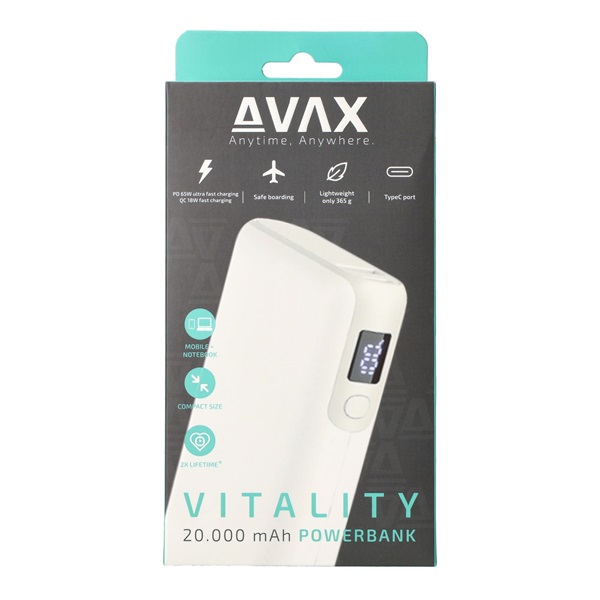 Avax PB202W Vitality 20000mAh fehér powerbank