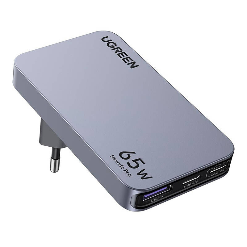 Ugreen Nexode Pro 65W lapos fali töltő GaN  2x USB-C + USB
