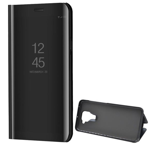 Tok álló (aktív FLIP, oldalra nyíló, asztali tartó funkció, tükrös felület, Mirror View Case) FEKETE [Xiaomi Redmi Note 9 (10X 4G)]