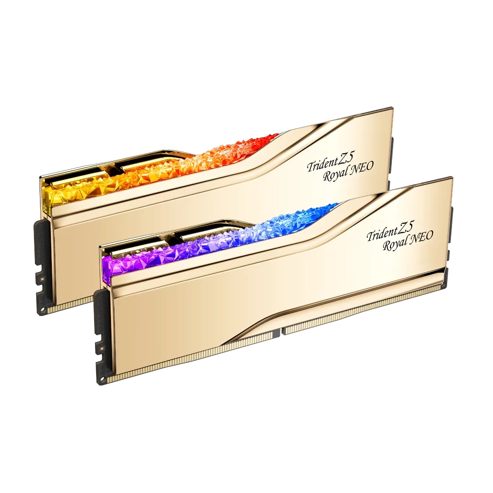 G.SKILL Trident Z5 ROYAL Neo 32GB Kit2 (2 x 16GB) DDR5 8000Mhz CL38-48-48-128 1.45V Memória Arany