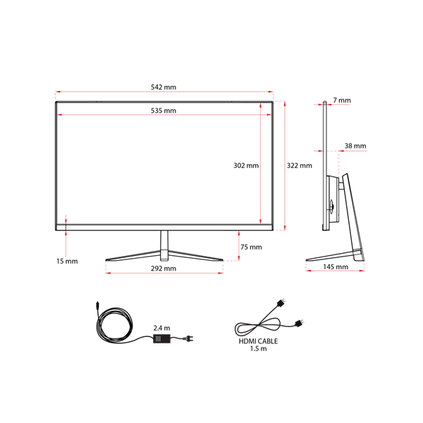 Spirit of Gamer Monitor 24" - EPIC 23,8" (IPS, 16:9, 1920x1080, 1ms, 165 Hz, 300cd/m2, 1000:1, HDMI/DP/3,5 mm Jack)