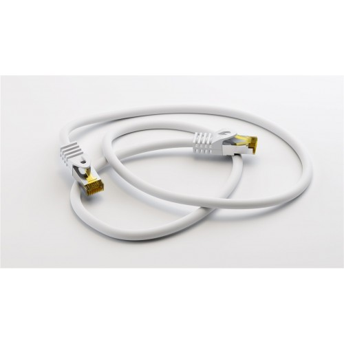 Goobay RJ45 patch kábel CAT 6A S/FTP (PiMF), 500 MHz, CAT 7 nyers kábellel, fehér Goobay RJ45 patch kábel CAT 6A S/FTP (PiMF), 500 MHz, CAT 7 nyers kábellel, fehér