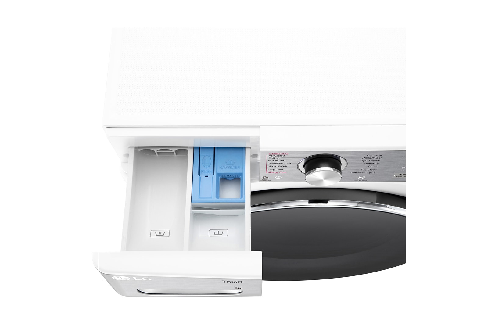 LG F4WR909P3W Elöltöltős mosógép – 9 kg, 1400 ford./perc, A Energiaosztály, TurboWash360, AI DD, Steam, LG ThinQ WiFi funkcióval