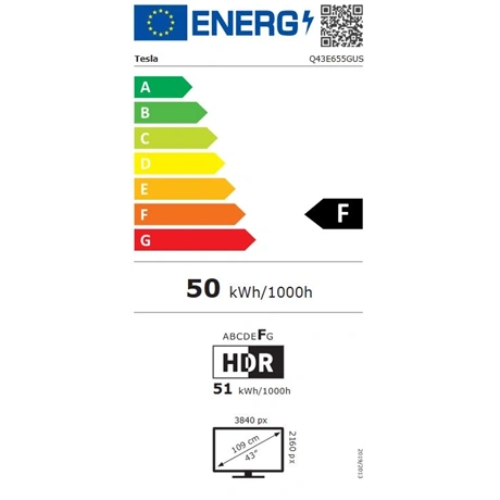 Tesla Q43E655GUS 43" UHD QLED GOOGLE SMART Televízió