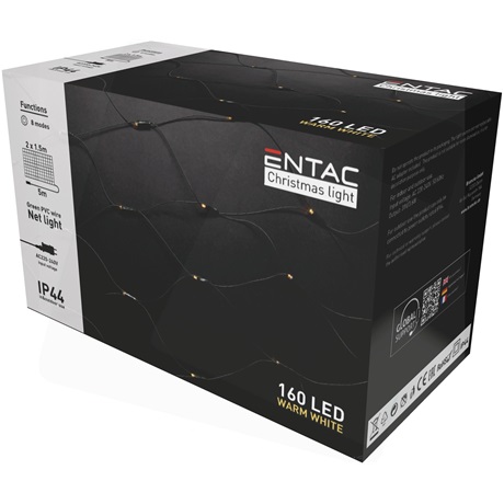 Entac ECL-NET-160-WW KARÁCSONYI FÜZÉR IP44 HÁLÓS 160 LED 3000K