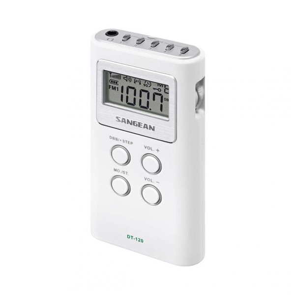 Sangean DT-120W AM/FM sztereó szintézeres fehér zsebrádió Sangean DT-120W AM/FM sztereó szintézeres fehér zsebrádió