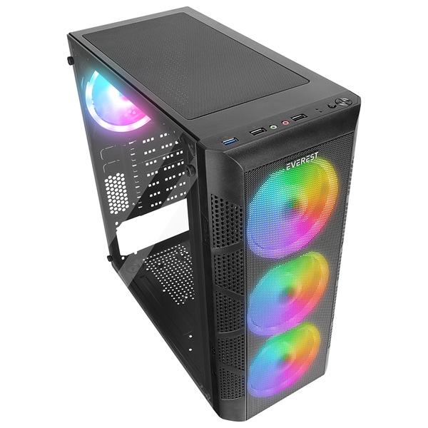 Everest  PLAID V1  fekete  üveg ATX Számítógépház 