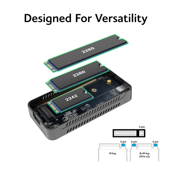 Akasa AK-ENU4M2-01    m.2  NVMe SSD > USB 40Gbps Type-C  külső ház
