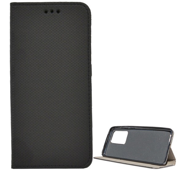 Tok álló, bőr hatású (FLIP, oldalra nyíló, asztali tartó funkció, rombusz minta) FEKETE [Samsung Galaxy S20 Ultra 5G (SM-G988B)]