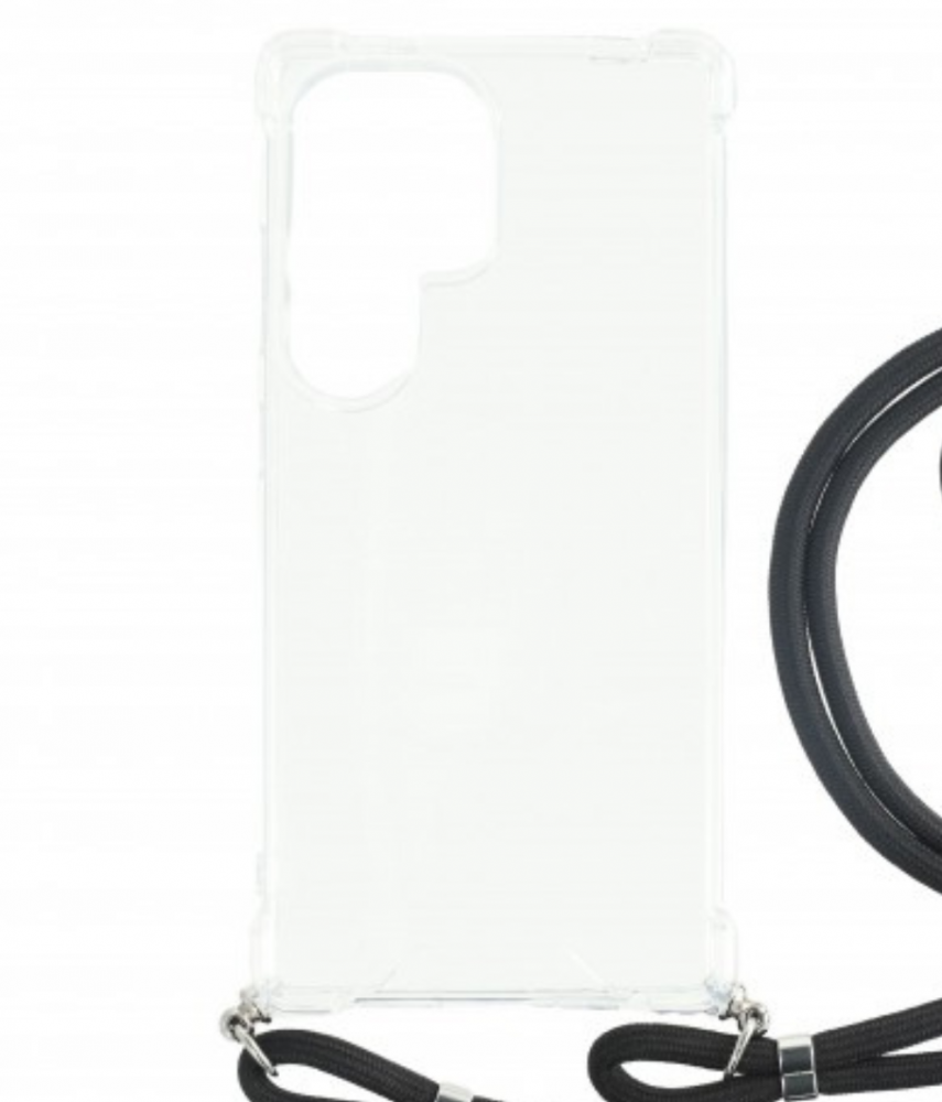 Sam S25 Ultra TPU+PC Átlát.tok,Fekete zsinórral