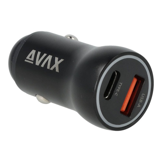 AVAX CC601B CARLY+ USB A + Type C 40W gyors autós töltő Fekete AVAX CC601B CARLY+ USB A + Type C 40W gyors autós töltő Fekete