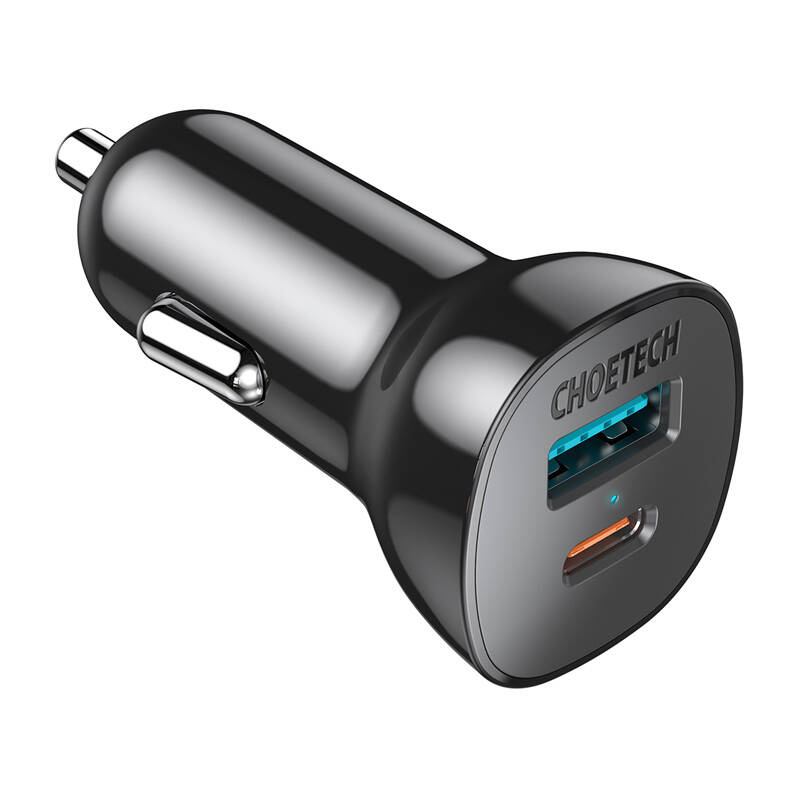 Choetech 38W QC3.0+PD20W autós töltő (fekete) Choetech 38W QC3.0+PD20W autós töltő (fekete)