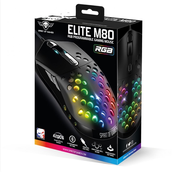 Spirit Of Gamer ELITE-M80 optikai Gaming egér fekete (S-EM80)
