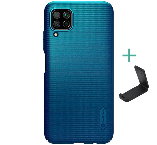 NILLKIN SUPER FROSTED műanyag telefonvédő (gumírozott, érdes felület + asztali tartó) SÖTÉTKÉK [Huawei P40 Lite 4G / Nova 6 SE]