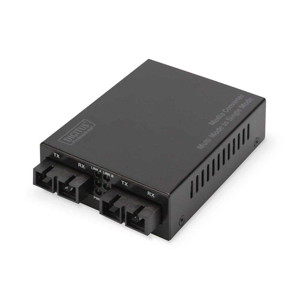 Digitus DN-82124  1000 Mbit/s 1310 nm Single-mode  Multi-mode hálózati média konverter Fekete