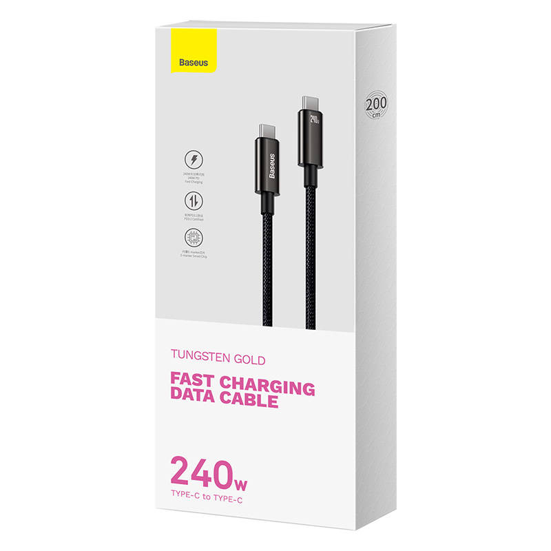 USB-C to USB-C cable Baseus Tungsten Gold 240W 2 m (black) USB-C to USB-C cable Baseus Tungsten Gold 240W 2 m (black)
