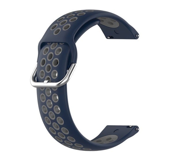 Pótszíj (univerzális, 20 mm, szilikon, lyukacsos, légáteresztő) SÖTÉTKÉK / SZÜRKE [Realme Watch]