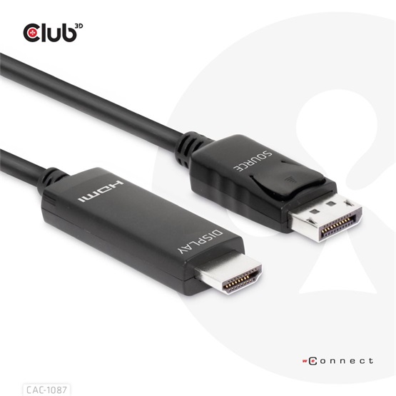  Club3D DisplayPort 1.4 to HDMI 4K120Hz or 8K60Hz HDR10 Cable M/M