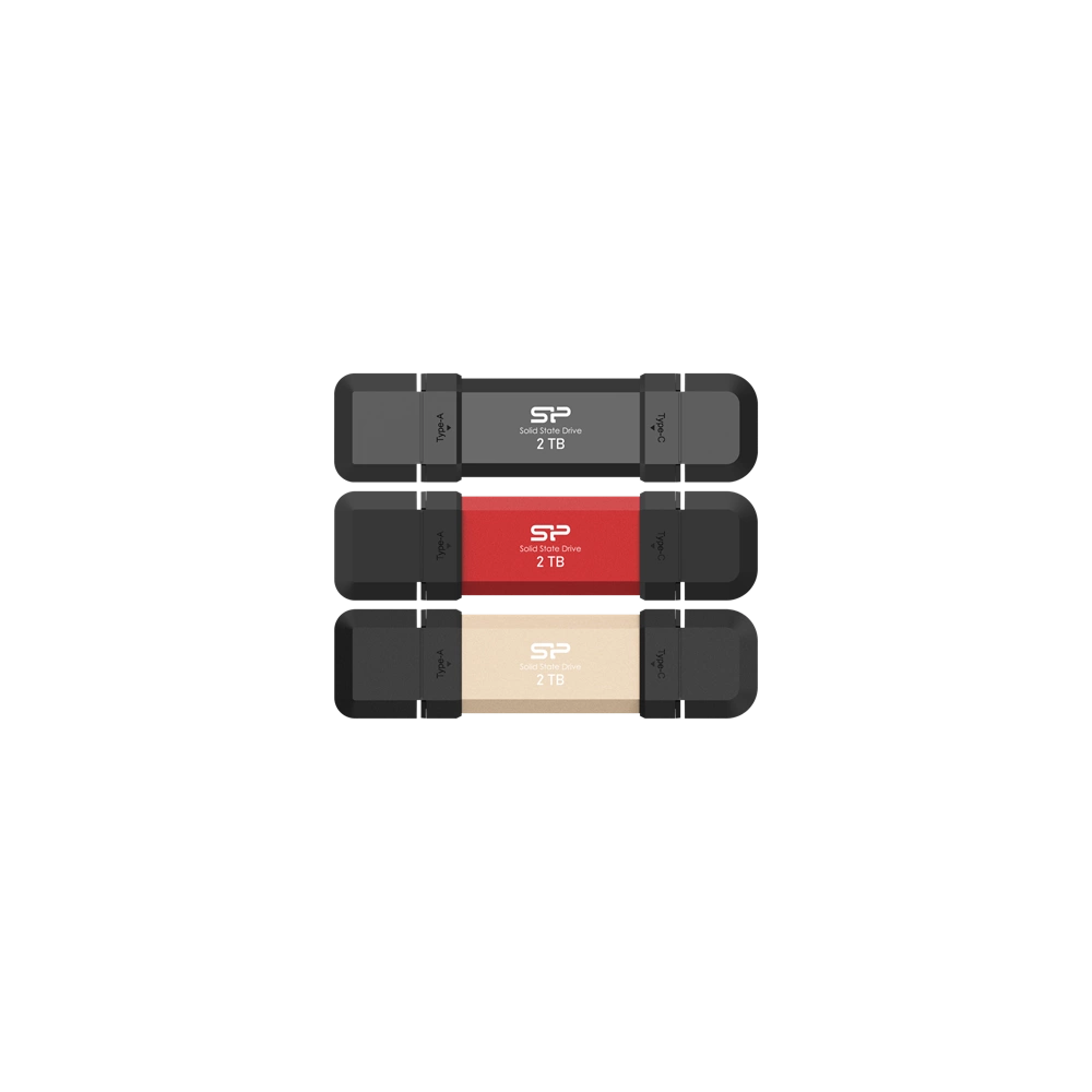 Silicon Power DS72 külső SSD, pendrive méret, USB Type-A+C, 1050/850MB/s, 250GB, piros
