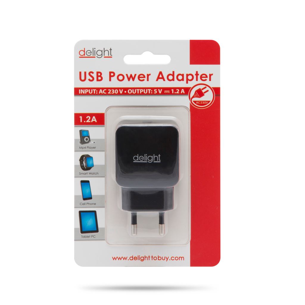 Delight 55045-1BK hálózati adapter 1x USB fekete Delight 55045-1BK hálózati adapter 1x USB fekete
