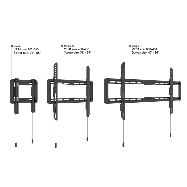 Multibrackets L  fix 40-85"  fali rögzítő konzol Fekete