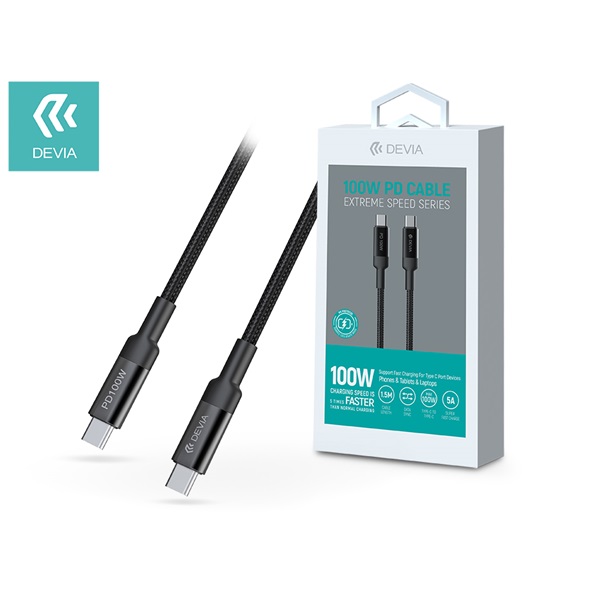 Devia ST354212 Type-C-Type-C 1,5 méter - Extreme Speed Series 100W PD Cable 5A adat- és töltőkábel Devia ST354212 Type-C-Type-C 1,5 méter - Extreme Speed Series 100W PD Cable 5A adat- és töltőkábel