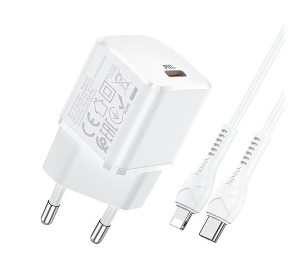 HOCO N10 STARTER hálózati töltő Type-C aljzat (5V/3000mA, 20W, PD gyorstöltés, QC 3.0 + Type-C - lightning 8pin) FEHÉR (N10_TYPE_C) HOCO N10 STARTER hálózati töltő Type-C aljzat (5V/3000mA, 20W, PD gyorstöltés, QC 3.0 + Type-C - lightning 8pin) FEHÉR (N10_TYPE_C)