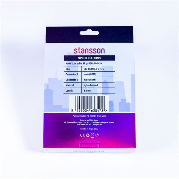 Stansson 3m HDMI 2.1 Kábel Stansson 3m HDMI 2.1 Kábel