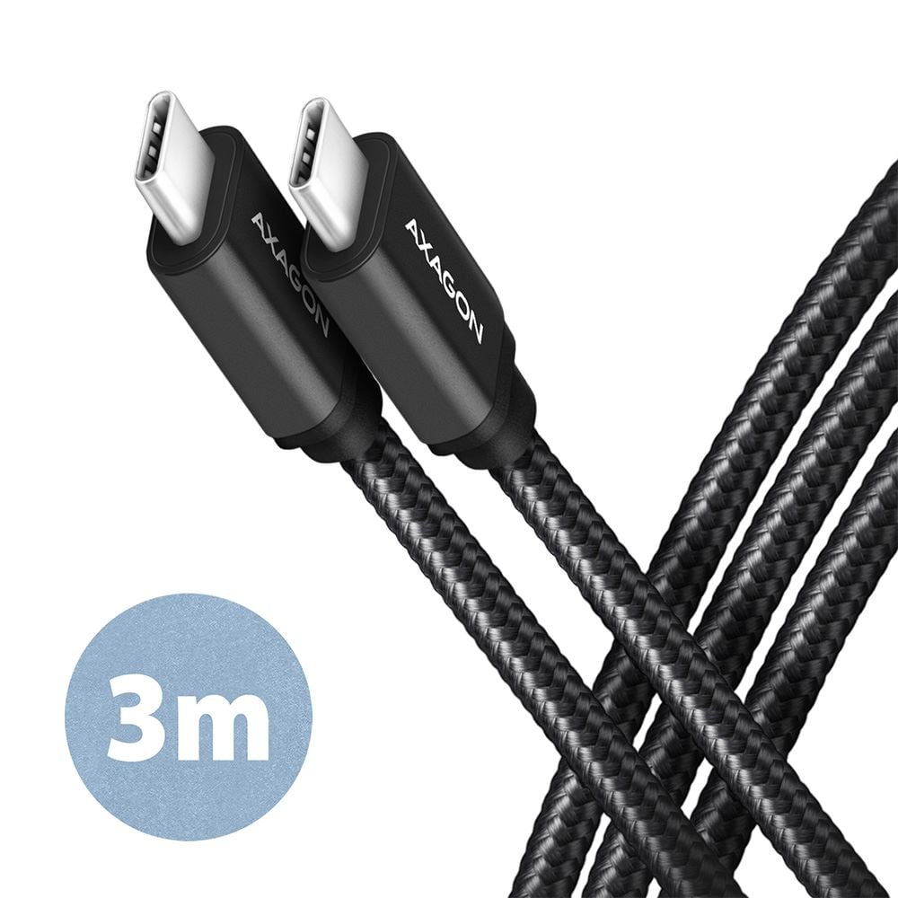 Axagon BUCM3-CM30AB USB-C - USB-C adat- és töltőkábel 3m fekete Axagon BUCM3-CM30AB USB-C - USB-C adat- és töltőkábel 3m fekete