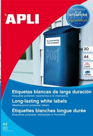 APLI 45.7x21.2 mm etikett, poliészter, időjárásálló, kerekített sarkú 960 darab (LCA12112)