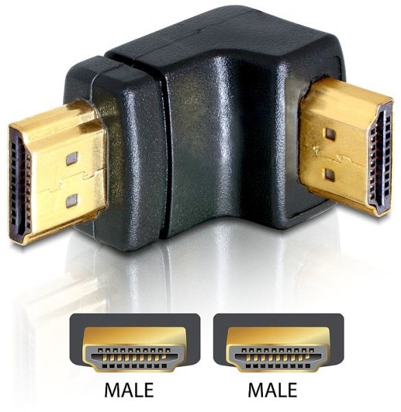 Delock DL65073 HDMI male -> HDMI male 90° lelelé elforgatott adapter Delock DL65073 HDMI male -> HDMI male 90° lelelé elforgatott adapter