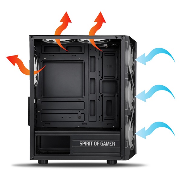 Spirit of Gamer Rogue VII RGB  fekete ablakos ATX Számítógépház  