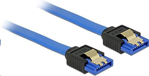 Delock 84976 SATA-kábel 6 Gb/s egyenes csatlakozó, fém rögzítő, kék, 10cm Delock 84976 SATA-kábel 6 Gb/s egyenes csatlakozó, fém rögzítő, kék, 10cm