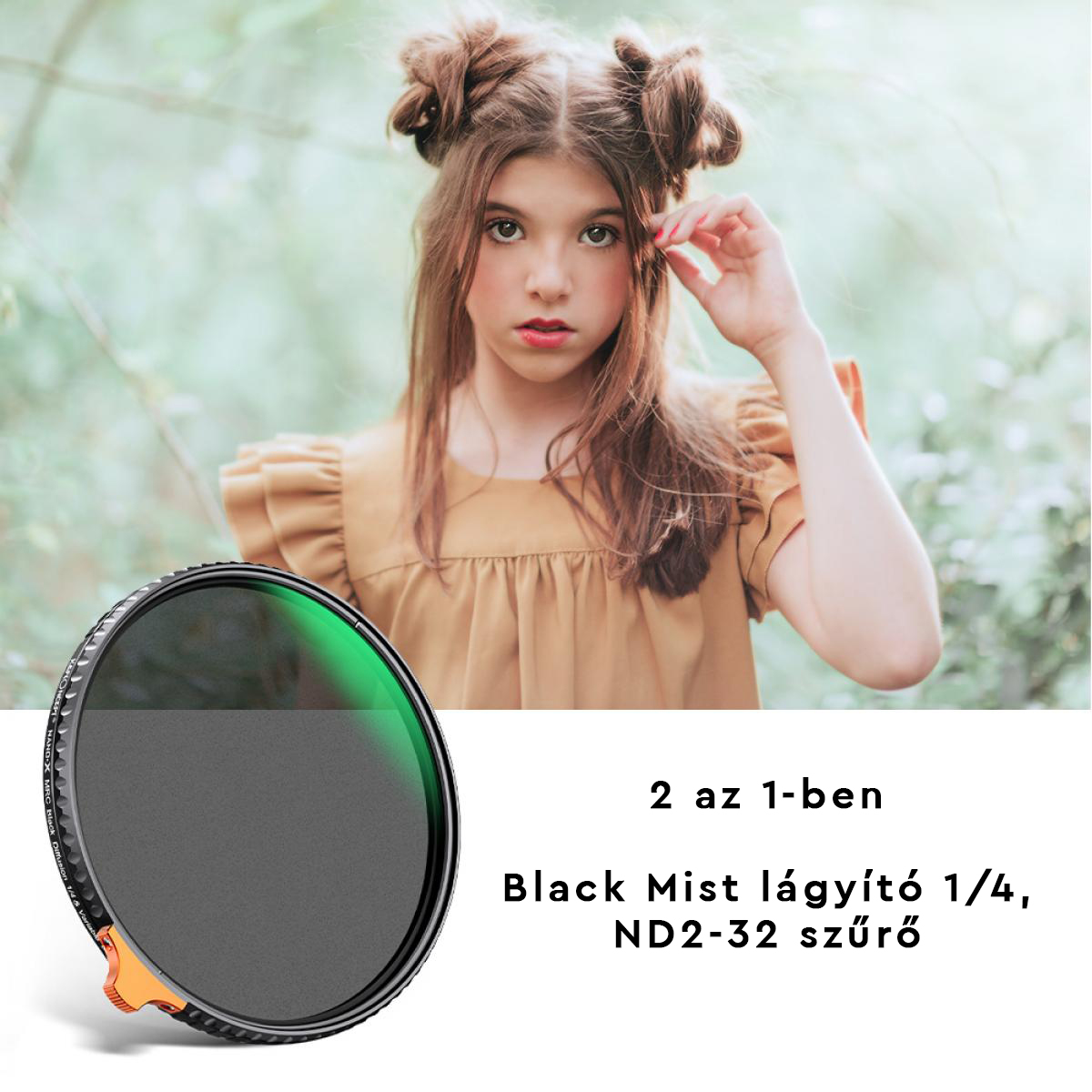 K&F Concept 62mm Multifunkcionális Black Mist lágyító 1/4, ND2-32 szűrő