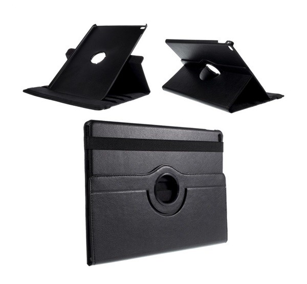 Tok álló, bőr hatású (FLIP, 360°-ban forgatható, asztali tartó funkció) FEKETE [Apple IPAD Pro 12.9 (2017)]