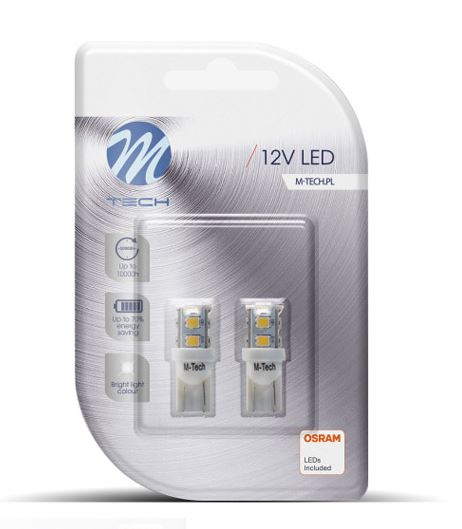 M-Tech T10 LED 9x2835 SMD fehér, pár (72LB018W)