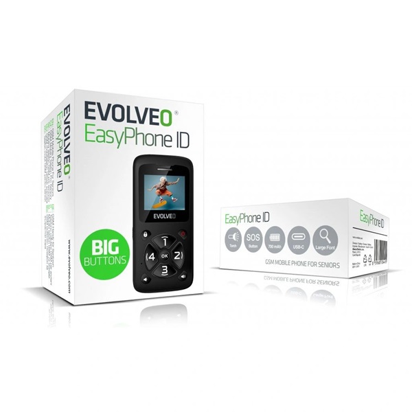 Evolveo EasyPhone ID 1,77"  Mobiltelefon Fekete