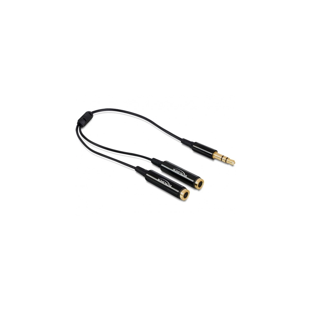 DELOCK Elosztó audio sztereo jack male 3.5mm -> 2x sztereo jack female 25cm DELOCK Elosztó audio sztereo jack male 3.5mm -> 2x sztereo jack female 25cm