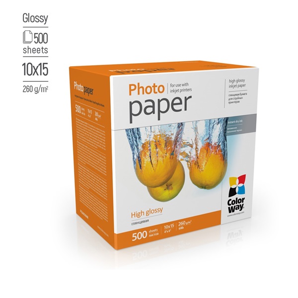 COLORWAY PG2605004R magasfényű (high glossy), 260 g/m2 10x15 500 lap Fotópapír COLORWAY PG2605004R magasfényű (high glossy), 260 g/m2 10x15 500 lap Fotópapír