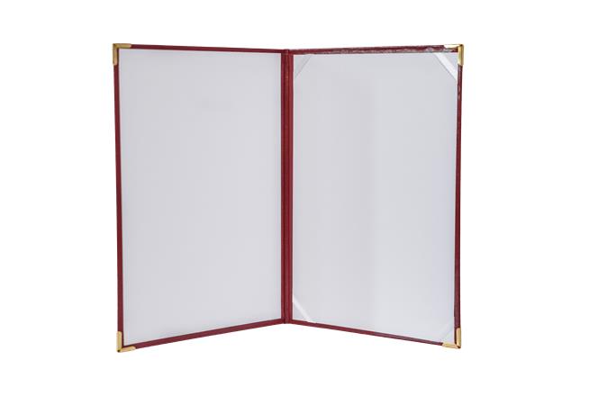 Oklevéltartó A4 exkluzív műbőr 4 fém sarokkal Bordó