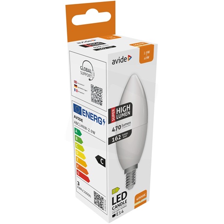 Avide ABC14NW-2.9W LED CANDLE IZZÓ 2.9W E14 NW 4000K SUPER HIGH LUMEN